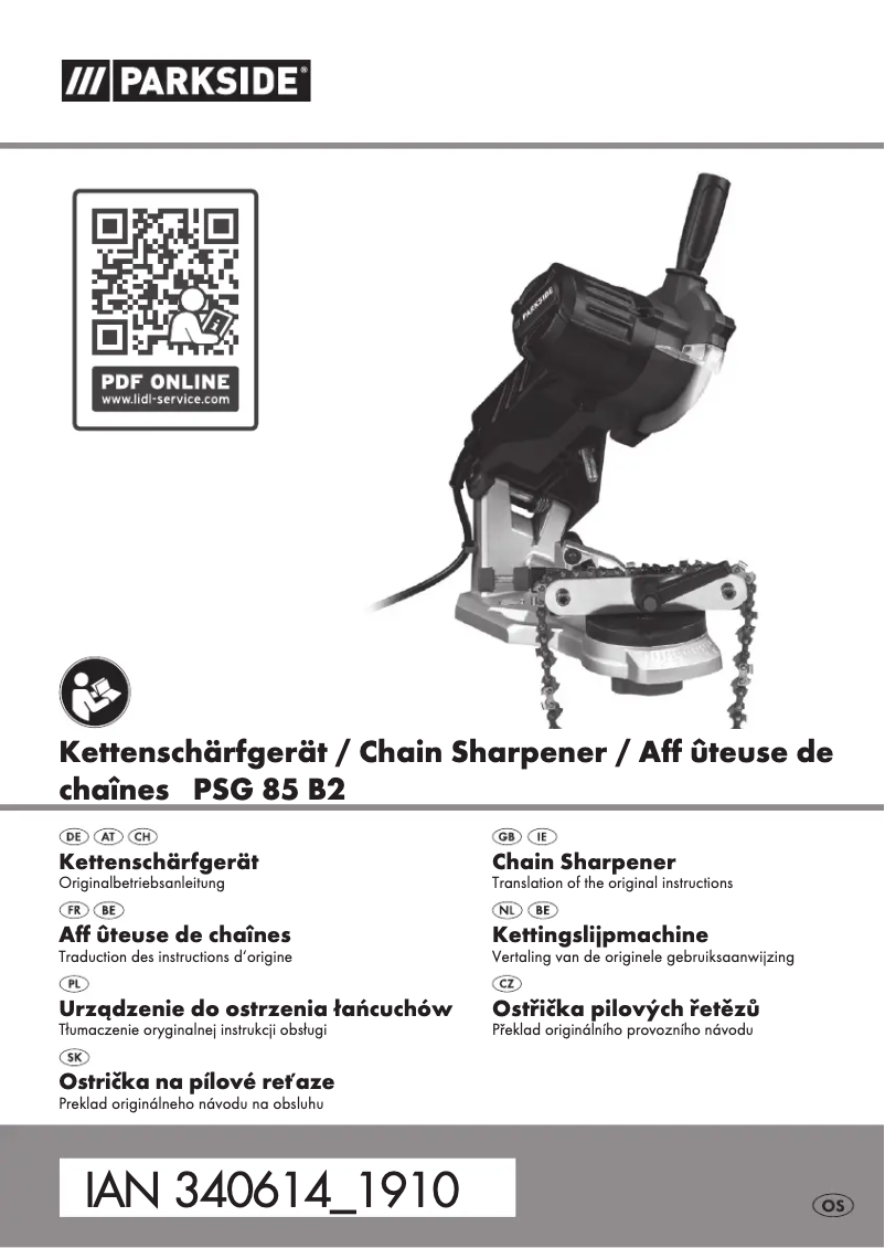 Page 1 of the manual User Manual Parkside PSG 85 B2