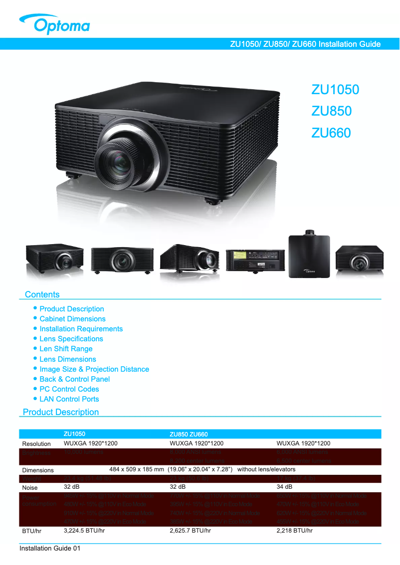 First page image of the manual for ZU660