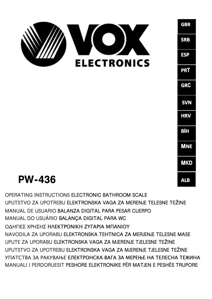 First page image of the manual for PW436