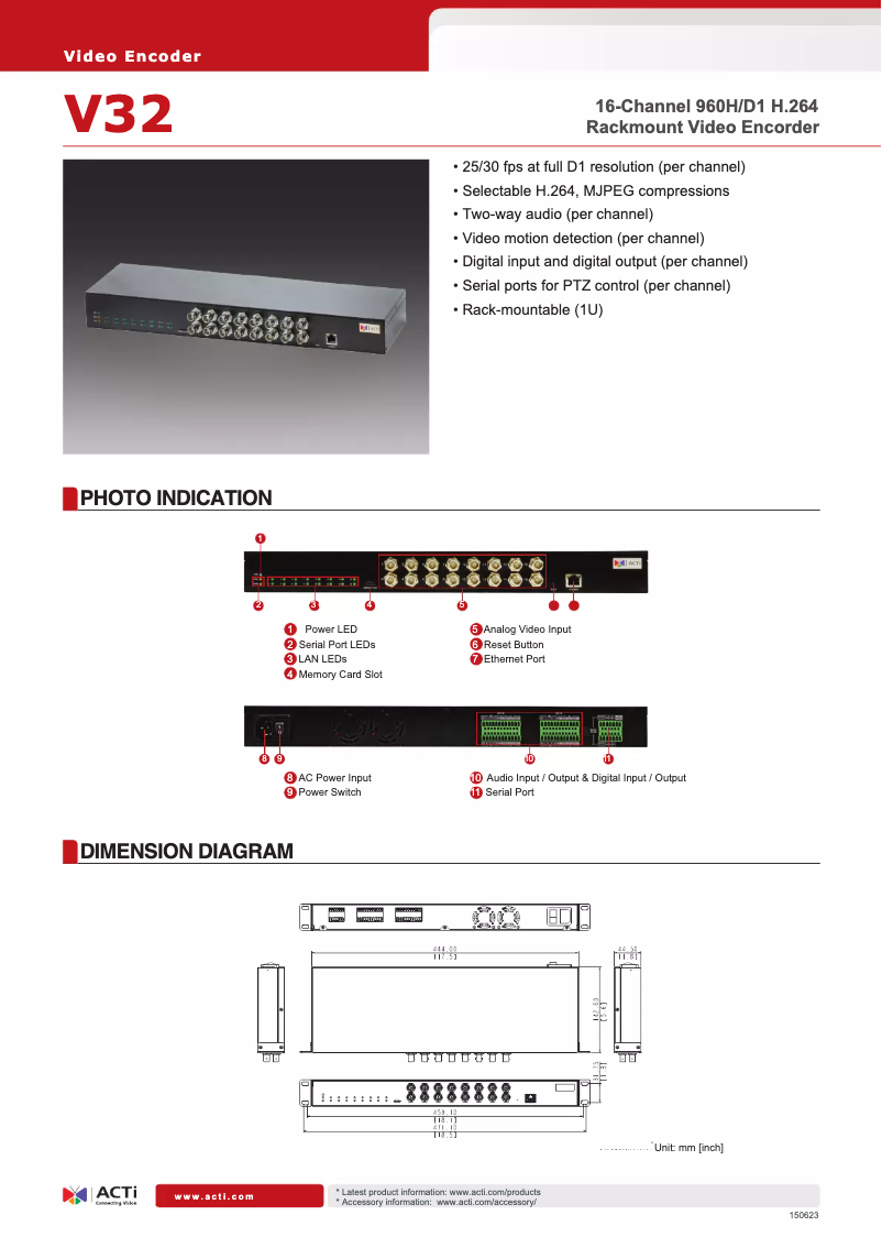 Page 1 of the manual Brochure ACTi V32