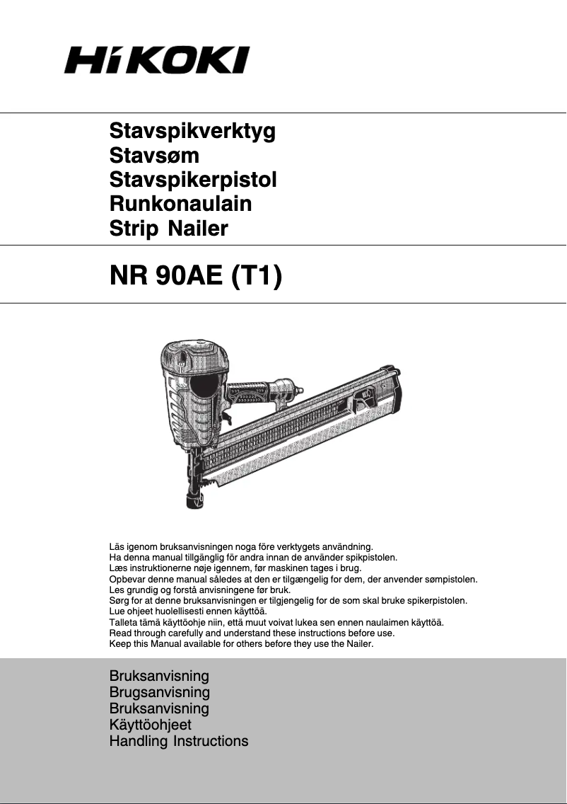 Page 1 of the manual User Manual HiKOKI NR90AE