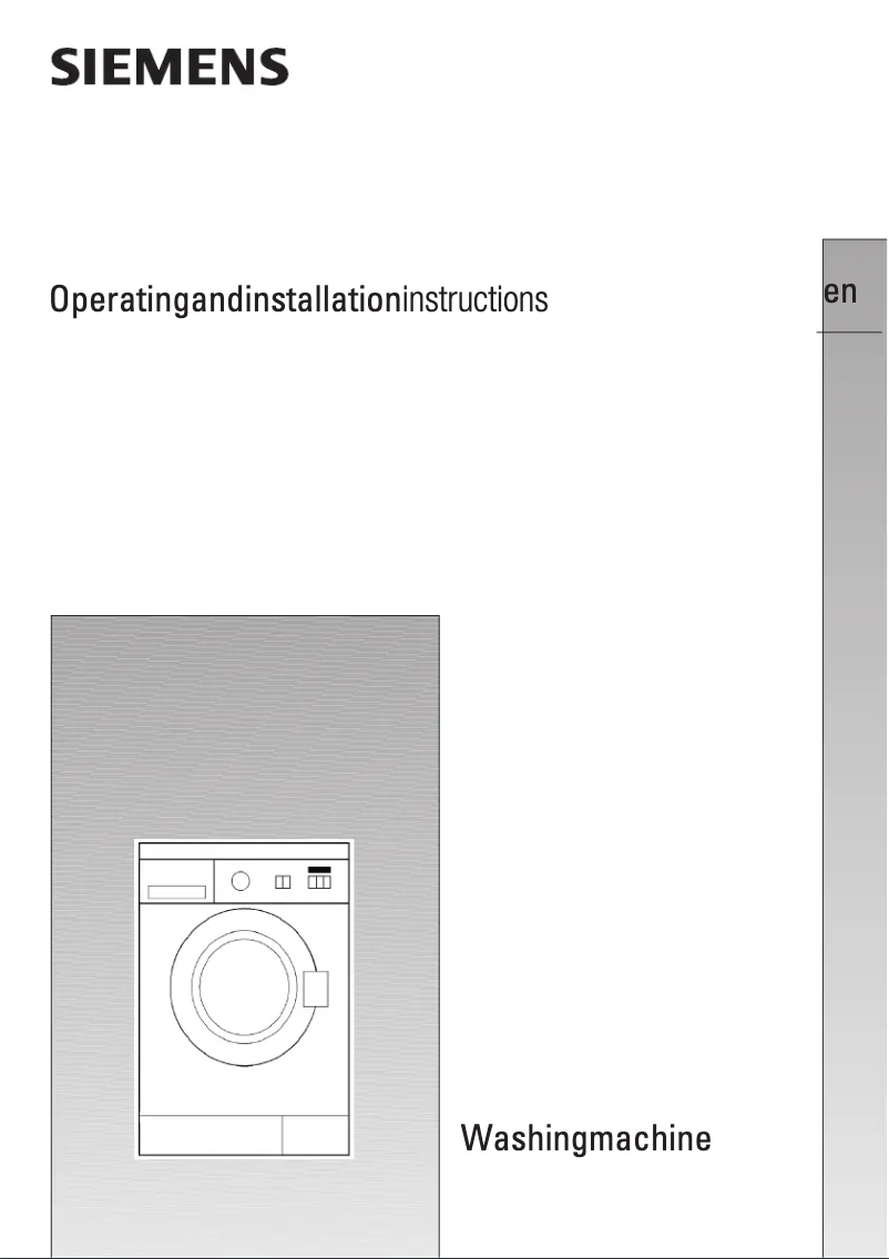 Page 1 of the manual User Manual Siemens WM10E261IL