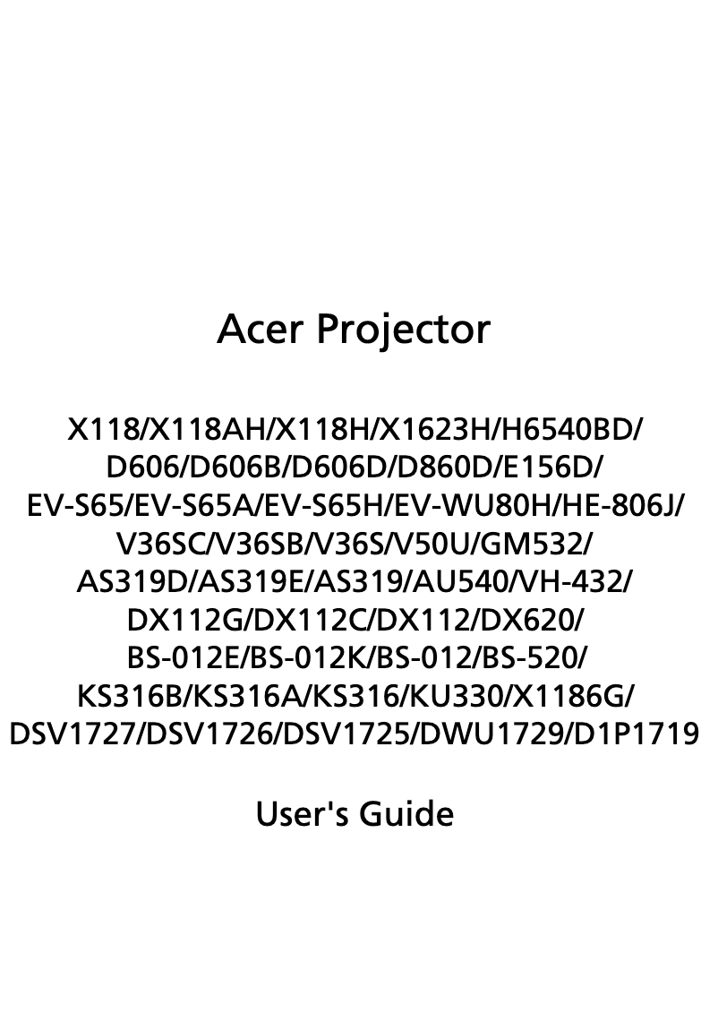Page 1 of the manual User Manual Acer X138WH
