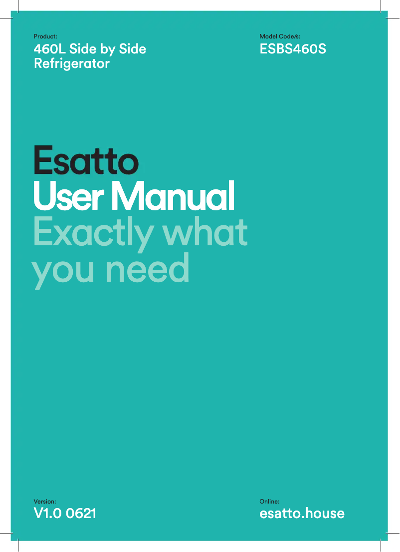 First page image of the manual for ESBS460S