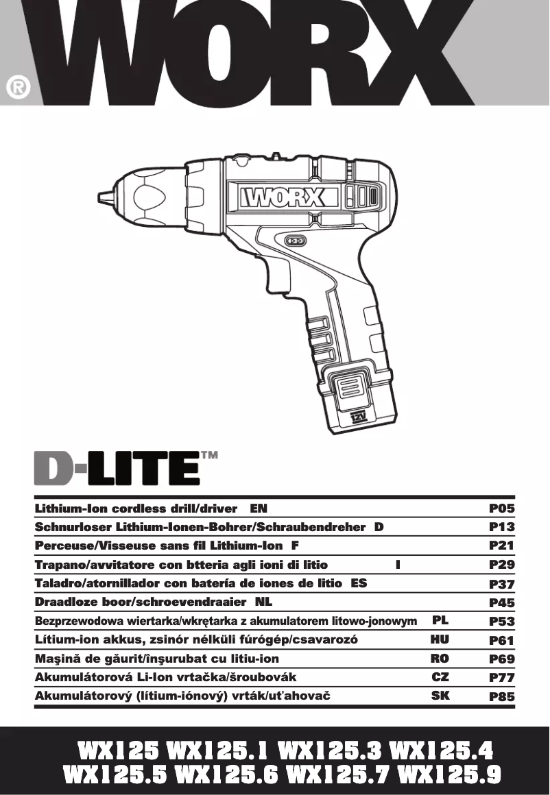 Page 1 of the manual User Manual Worx D-Lite WX125