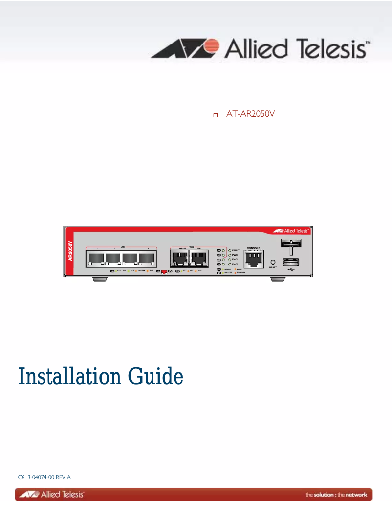 Image de la première page du manuel de l'appareil AT-AR2050V-30
