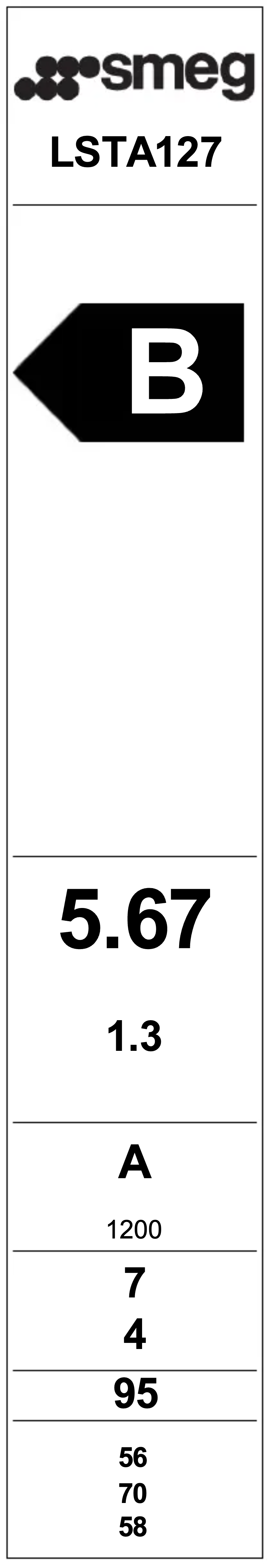 Page 1 of the manual Energy Label Smeg LSTA127