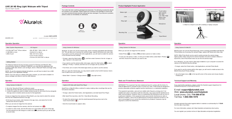 First page image of the manual for AWCL2KFR