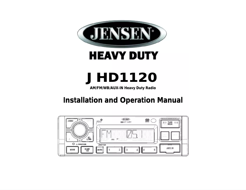 Page 1 of the manual User Manual Jensen JHD1120