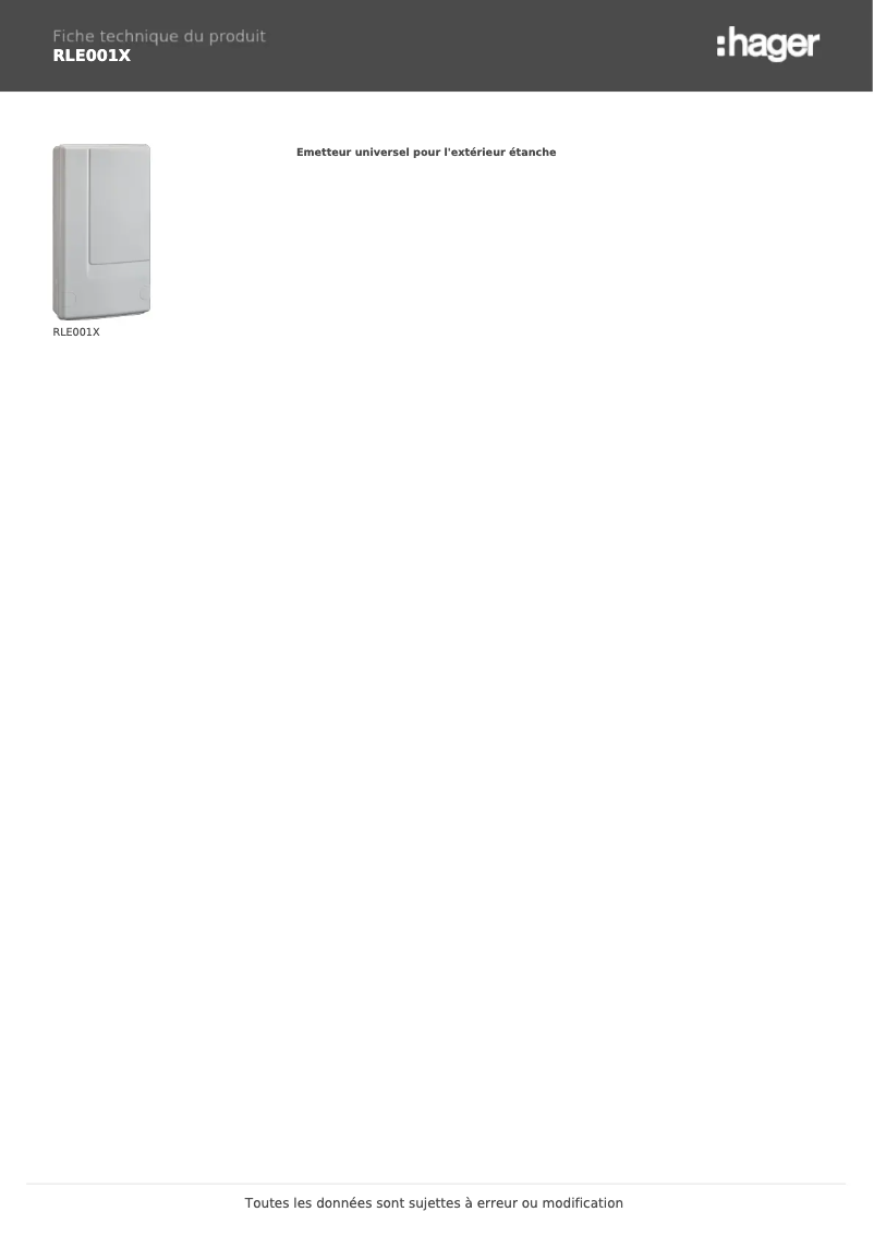 First page image of the manual for RLE001X