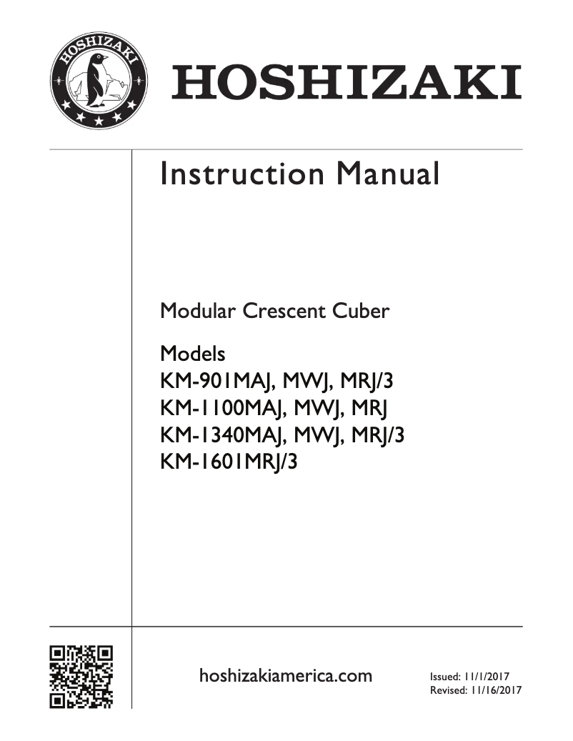 Page 1 of the manual Installation Guide Hoshizaki KM-901MAH
