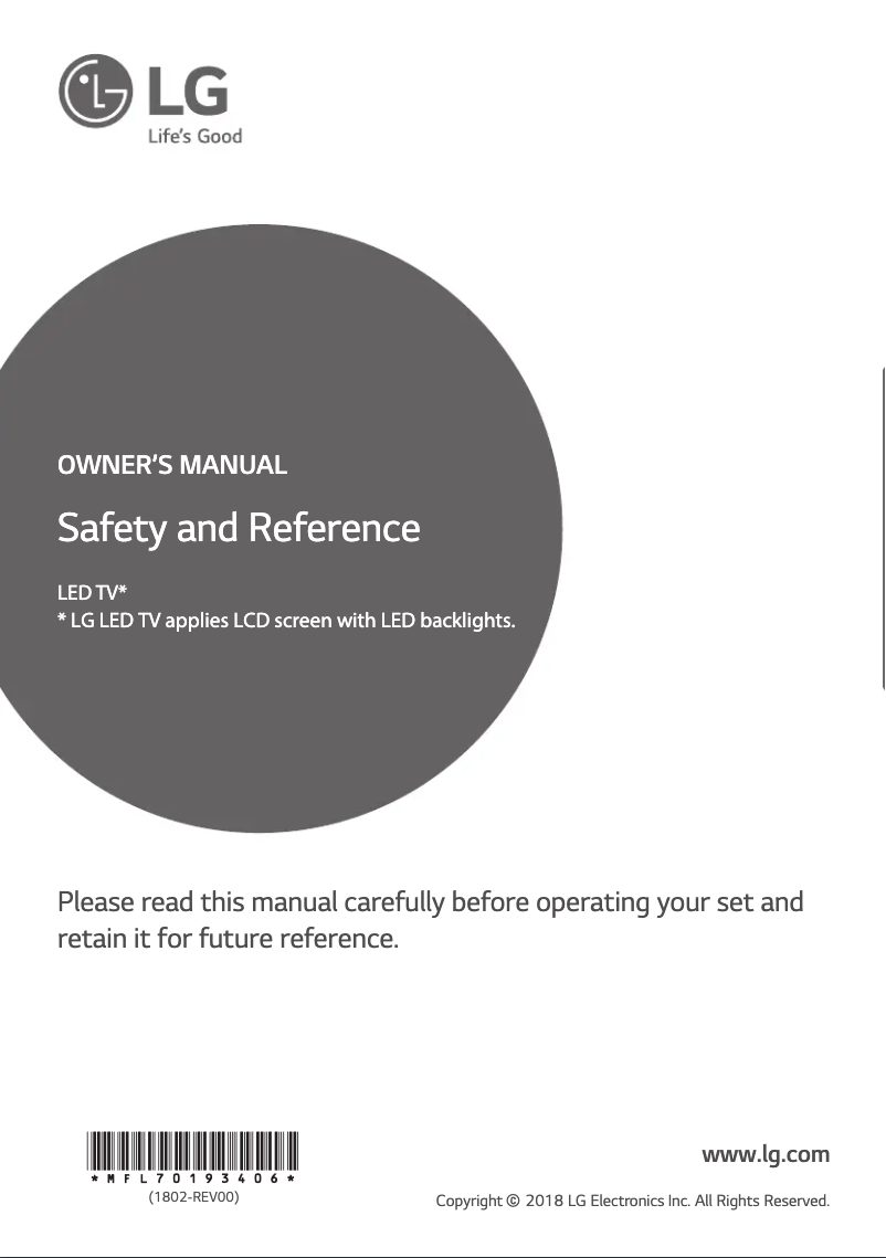 First page image of the manual for 55UK6300YVB