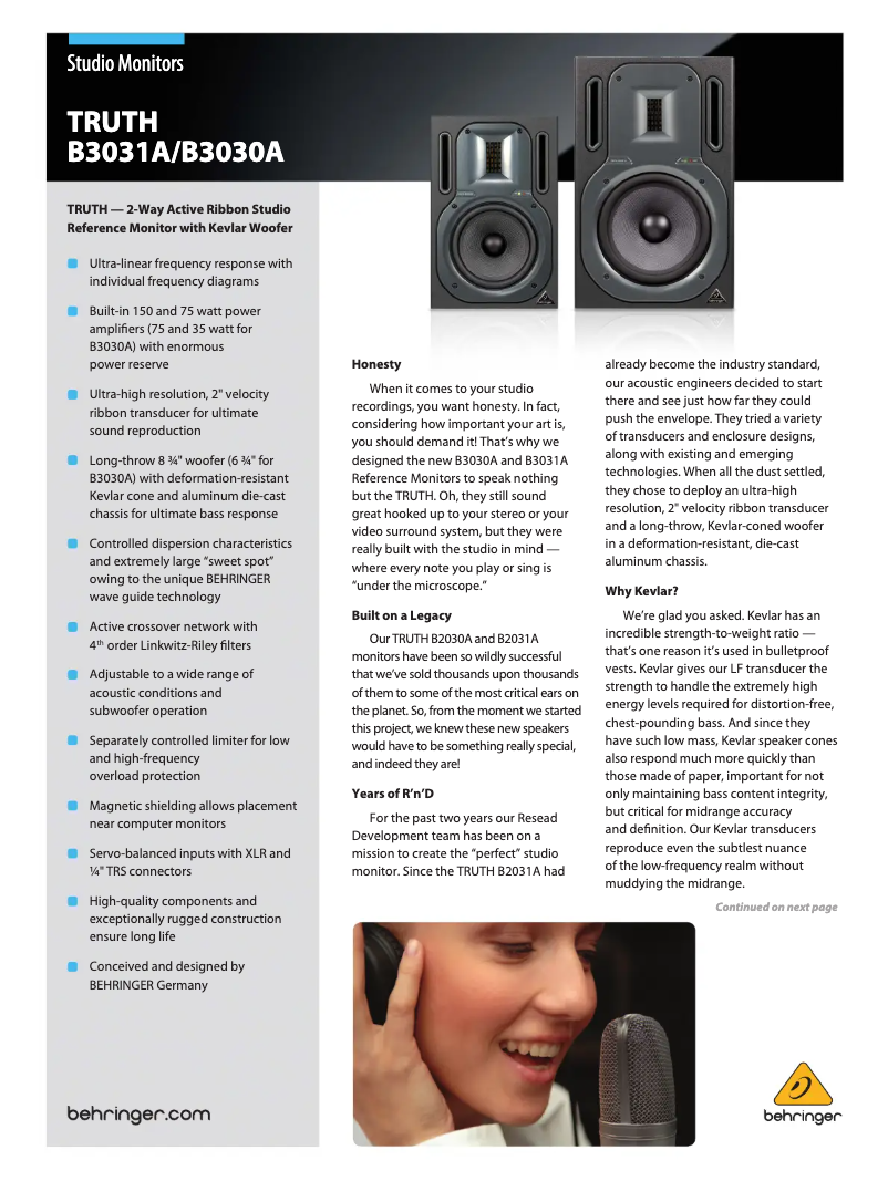 First page image of the manual for Truth B3030A