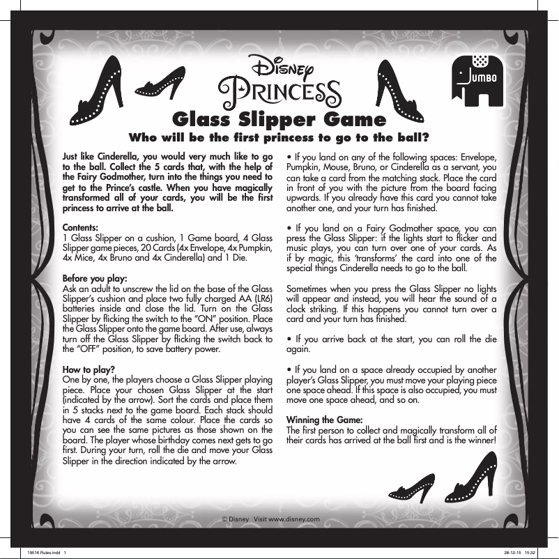 Page 1 of the manual User Manual Jumbo Princess Cinderella’s Glass Slipper Game