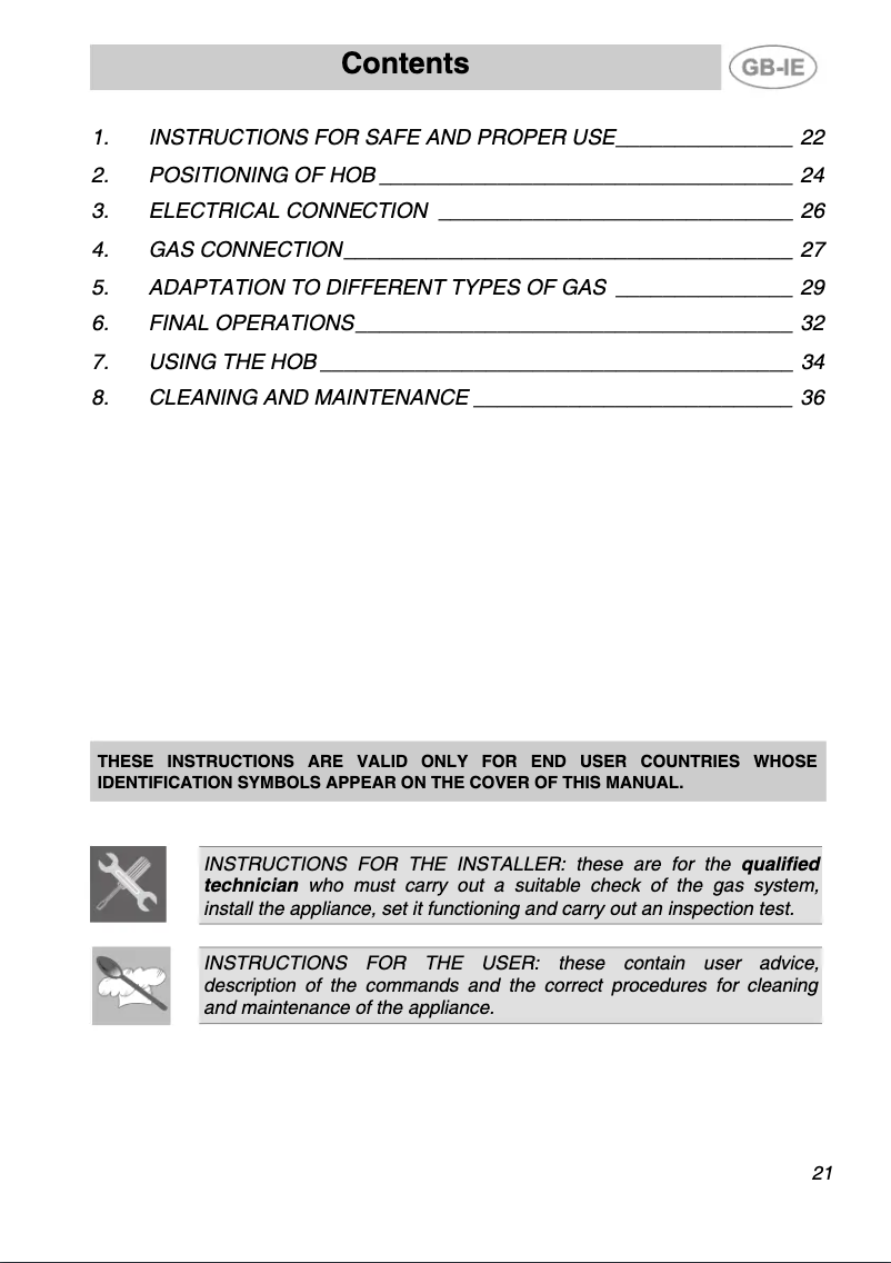 Page 1 of the manual User Manual Smeg SE706AV3