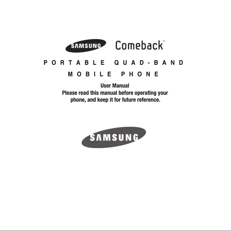 Page 1 of the manual User Manual Samsung Comeback