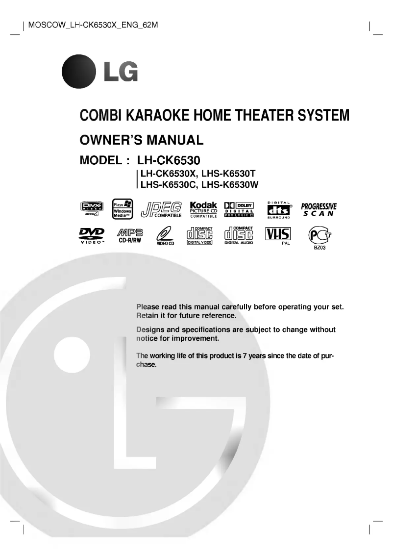 First page image of the manual for LH-CK6530X