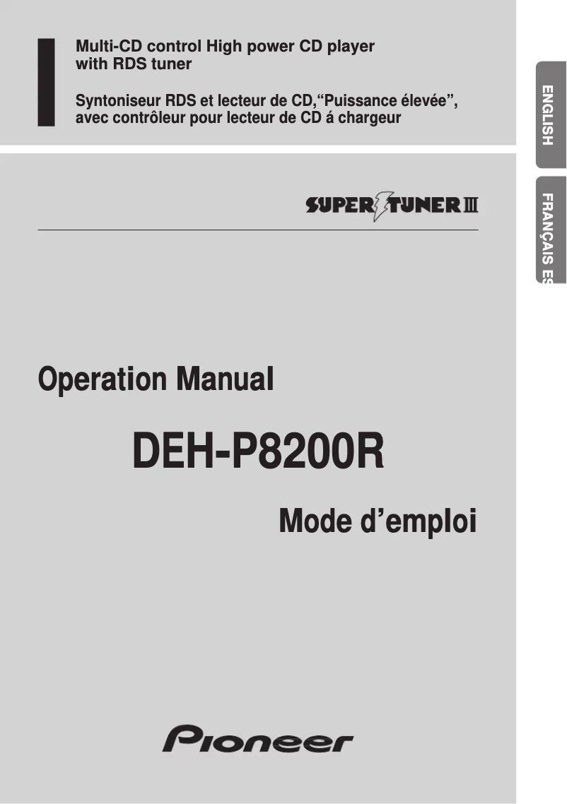 Page 1 of the manual User Manual Pioneer DEH-P8200R