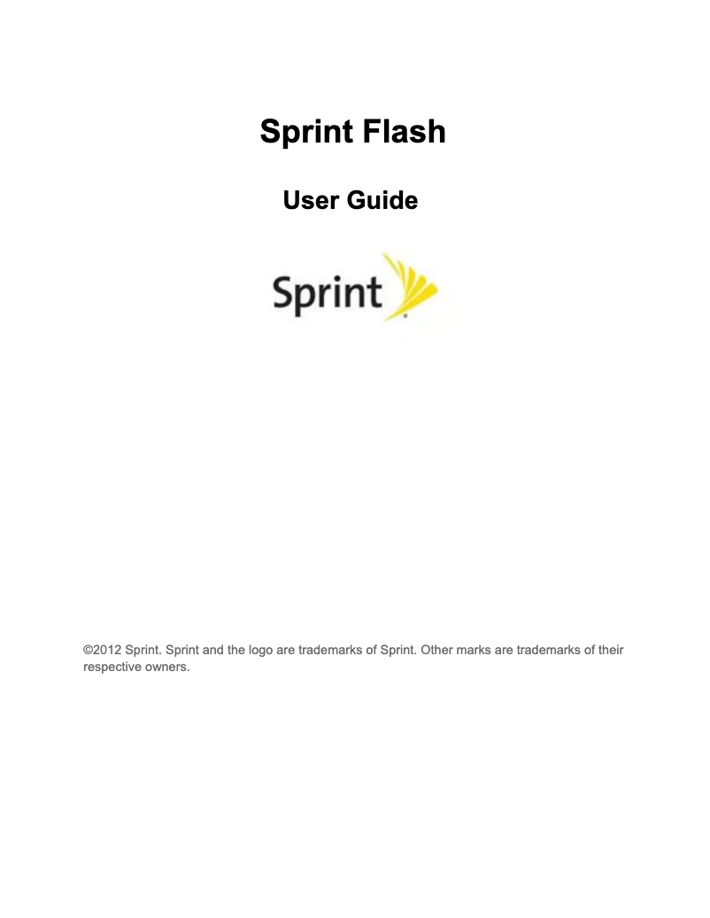 Page 1 of the manual User Manual ZTE Sprint Flash