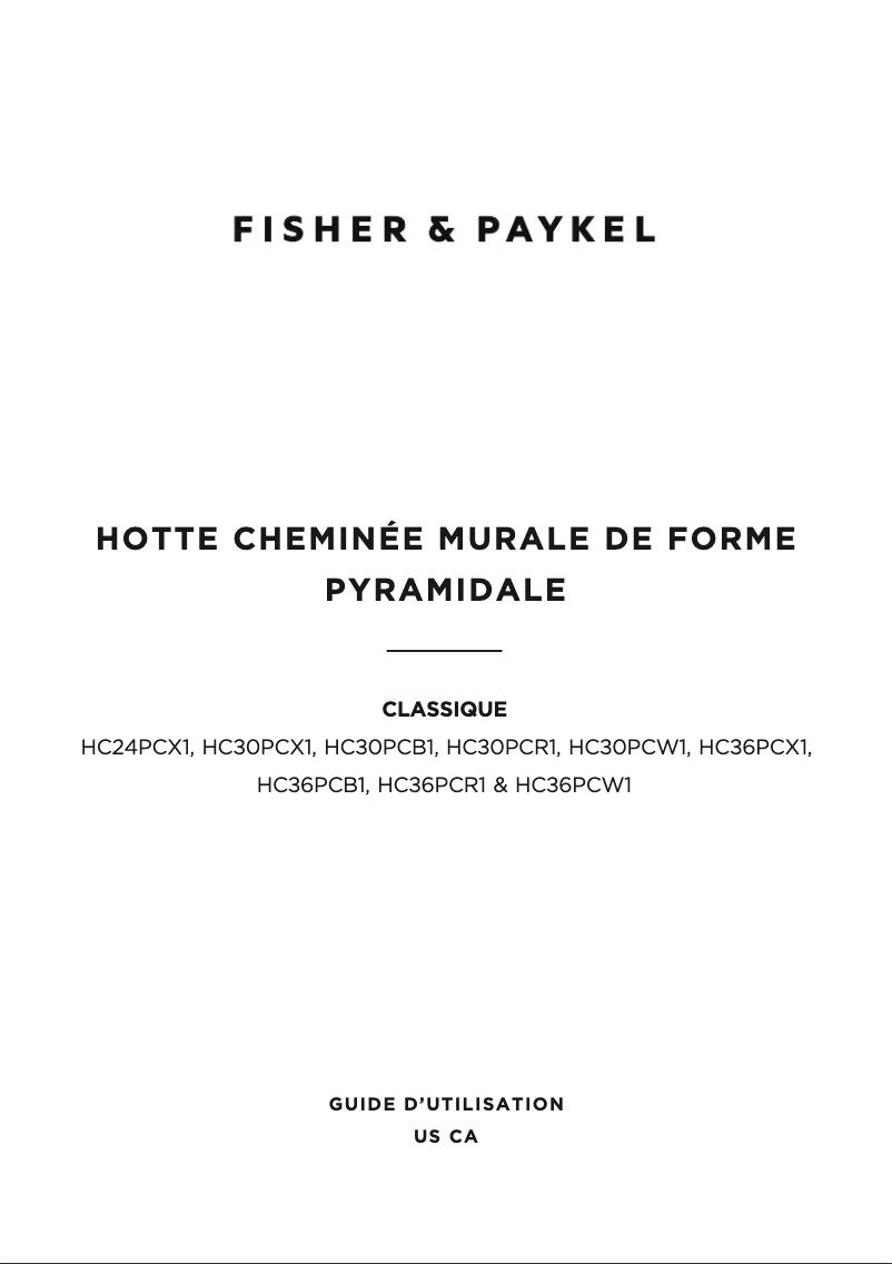 Page 1 de la notice Guide d'installation Fisher & Paykel HC30PCX1