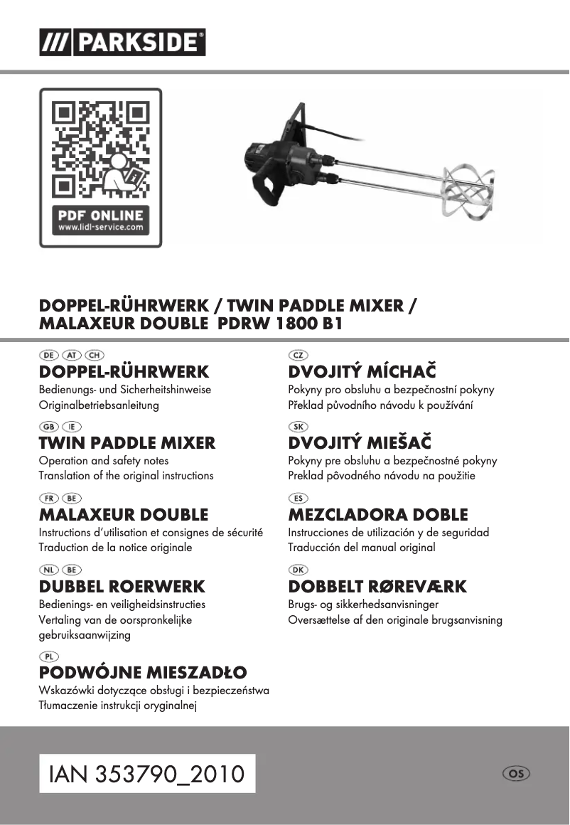 Page 1 of the manual User Manual Parkside PDRW 1800 B1