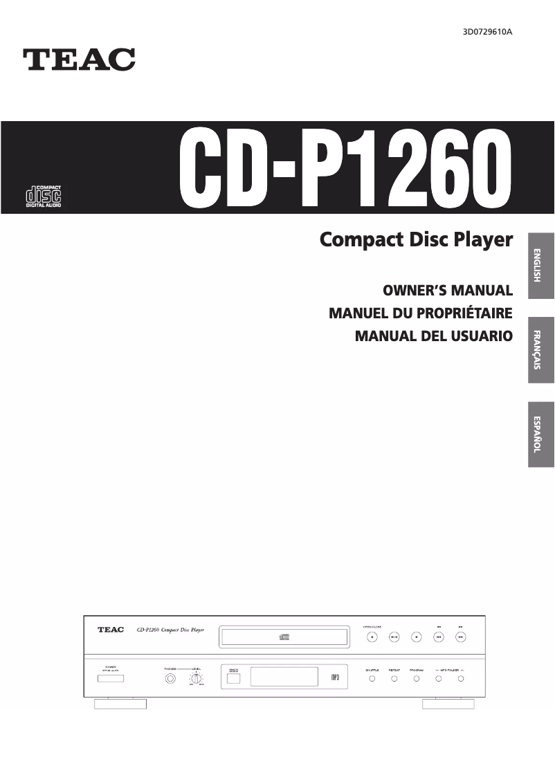 Page 1 of the manual User Manual Teac CD-P1260