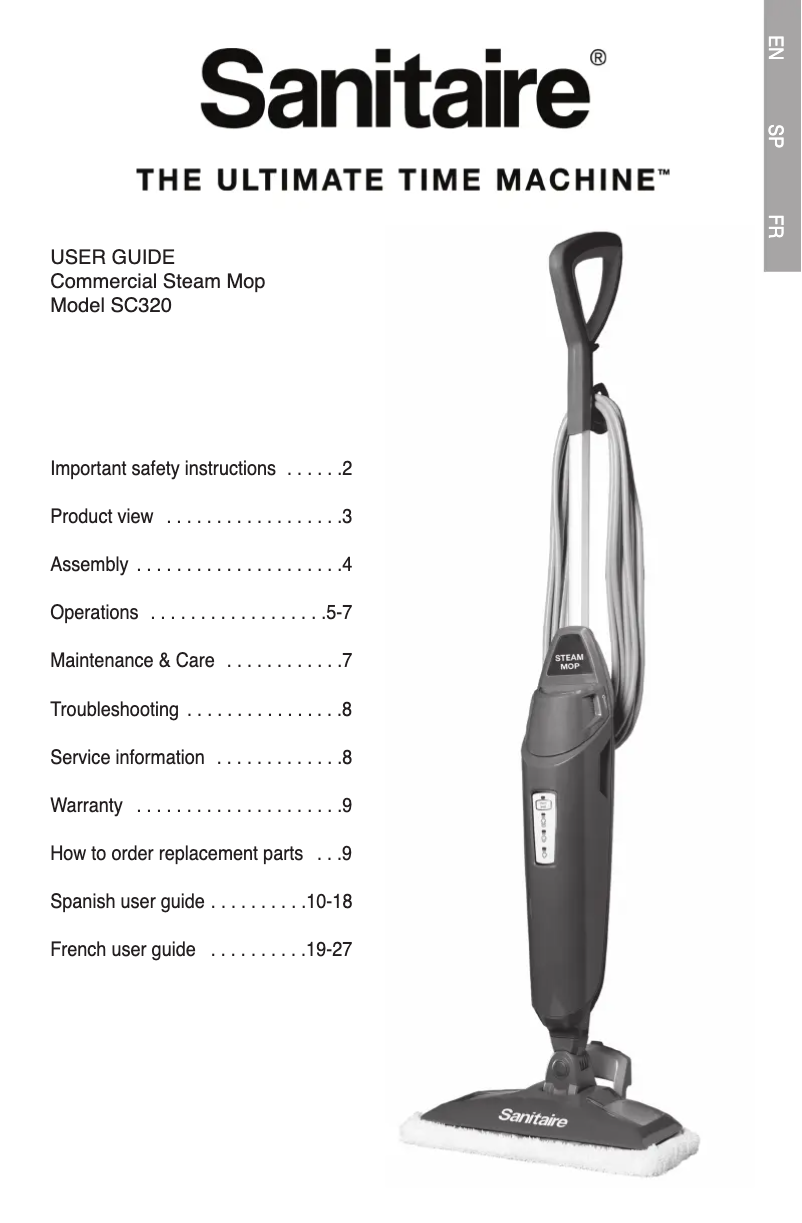 First page image of the manual for Steam Mop SC320A