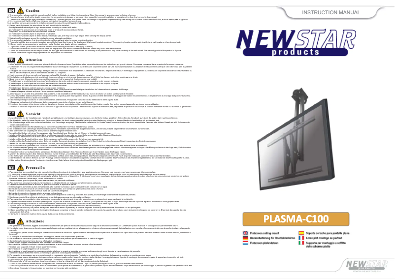 First page image of the manual for PLASMA-C100
