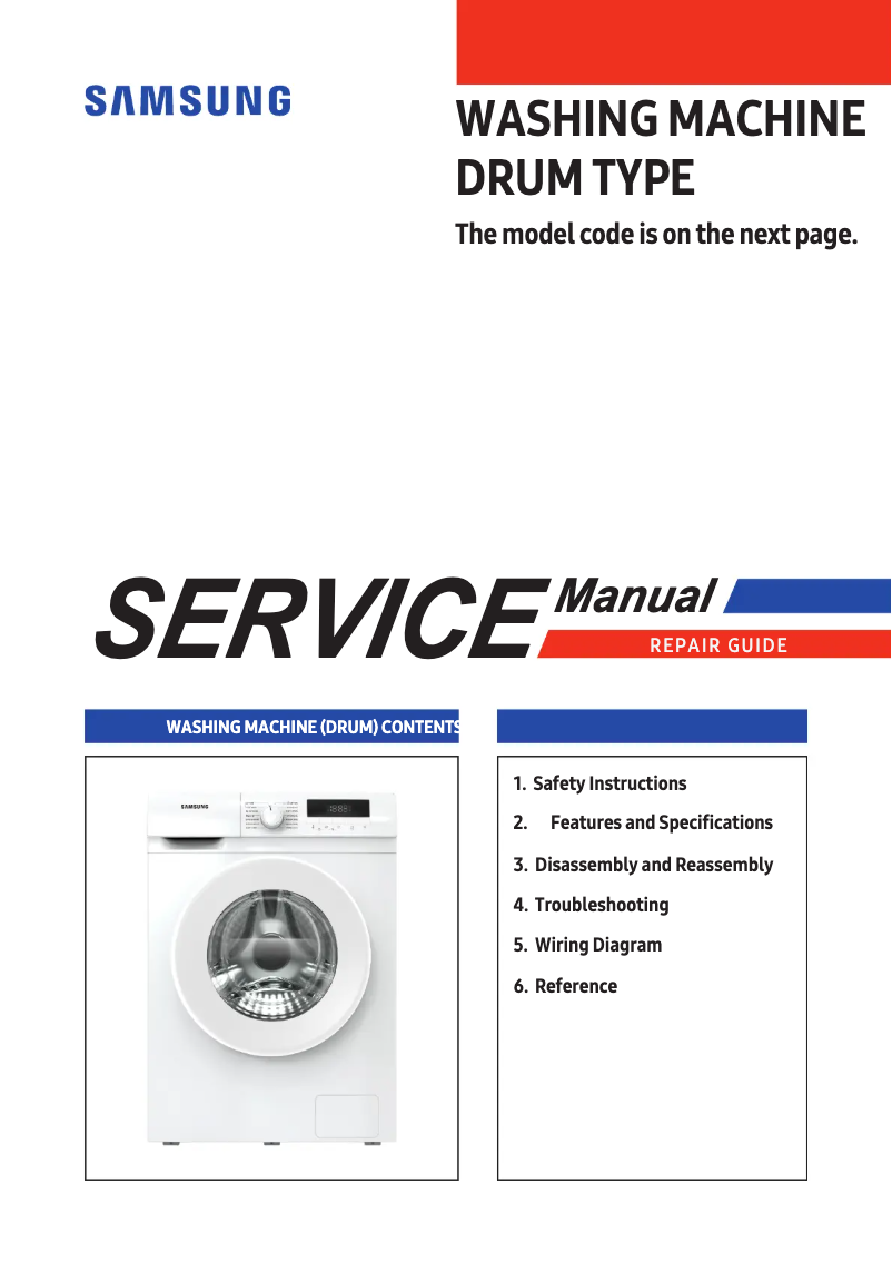 Page 1 of the manual User Manual Samsung WW81T304PWW