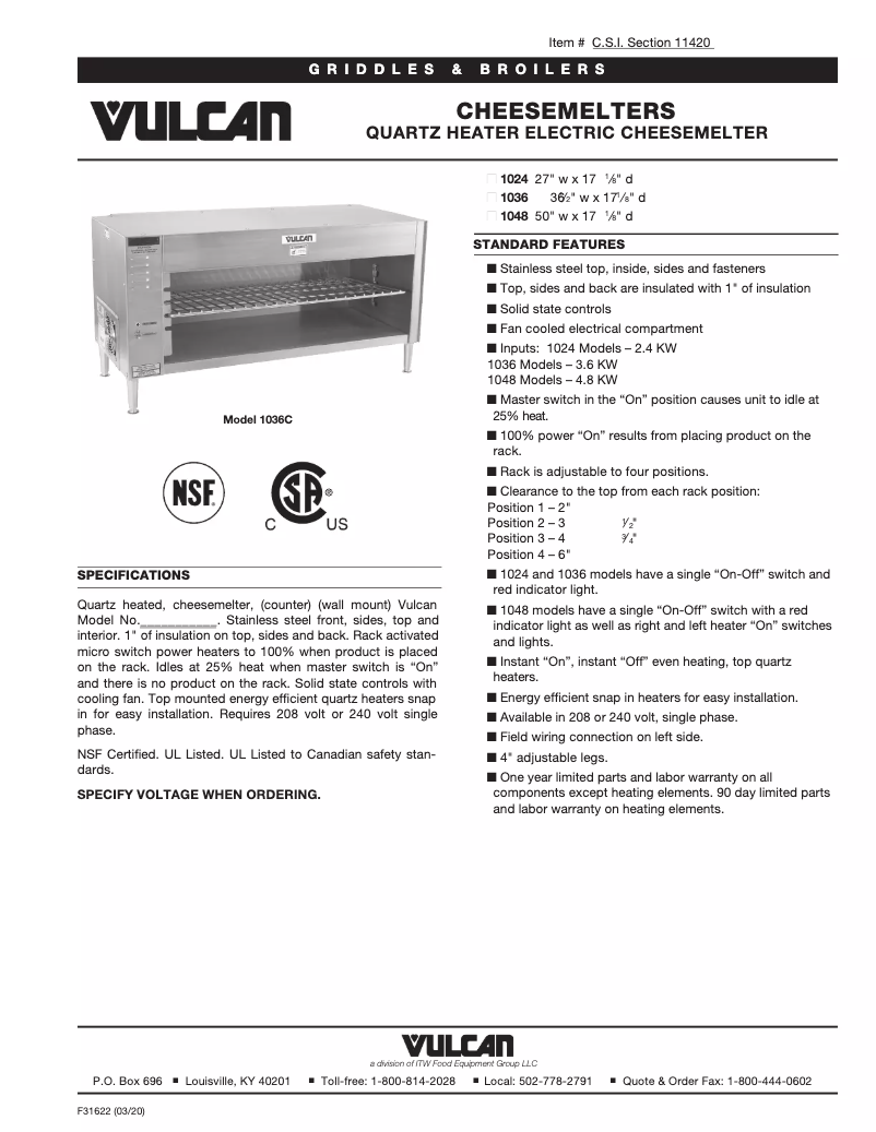 First page image of the manual for 1036W