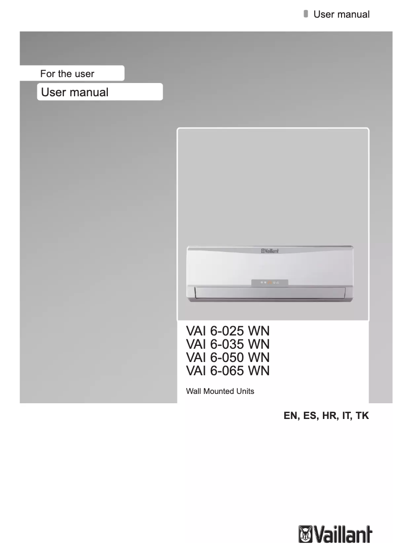 Page 1 of the manual User Manual Vaillant VAI 6-025 WN