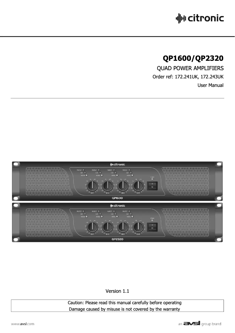 Page 1 of the manual User Manual Citronic QP1600