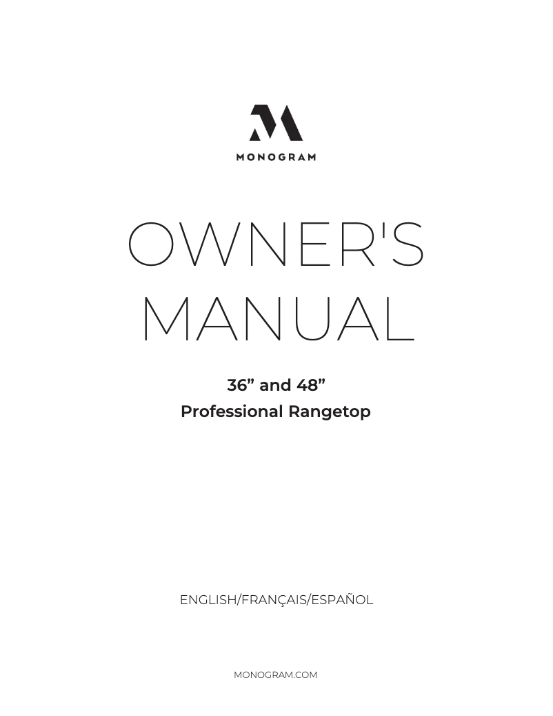 Page 1 of the manual Use and Maintenance Manual Monogram ZGU486NDTSS