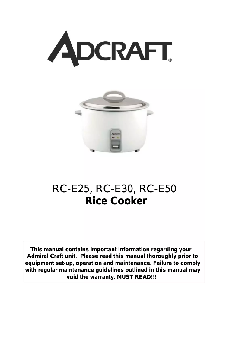 Page 1 of the manual User Manual Adcraft RC-E25