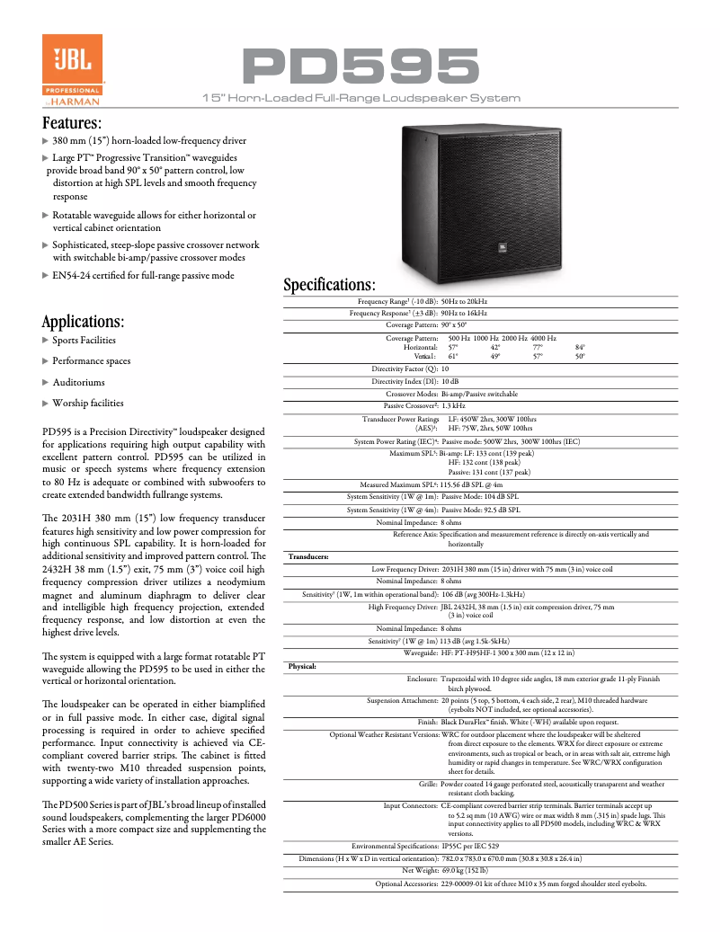 First page image of the manual for PD595