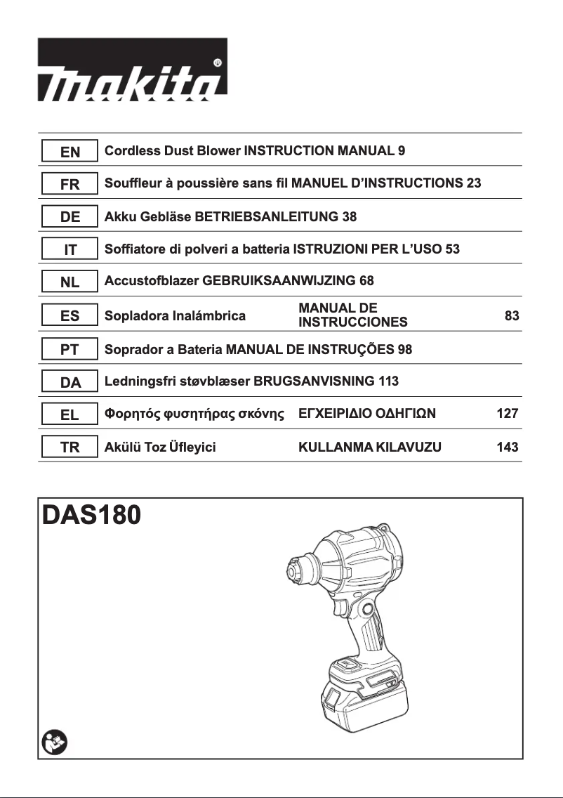 Page 1 of the manual User Manual Makita DAS180