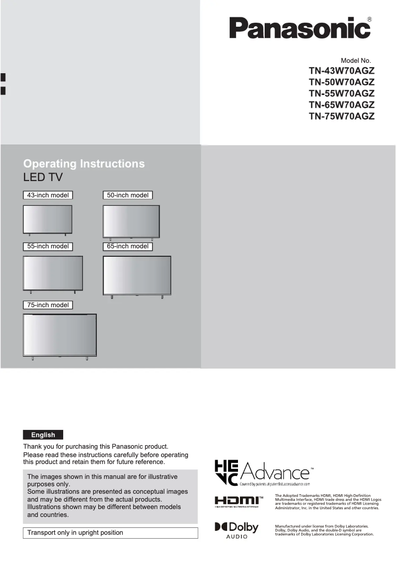 First page image of the manual for TN-75W70AGZ