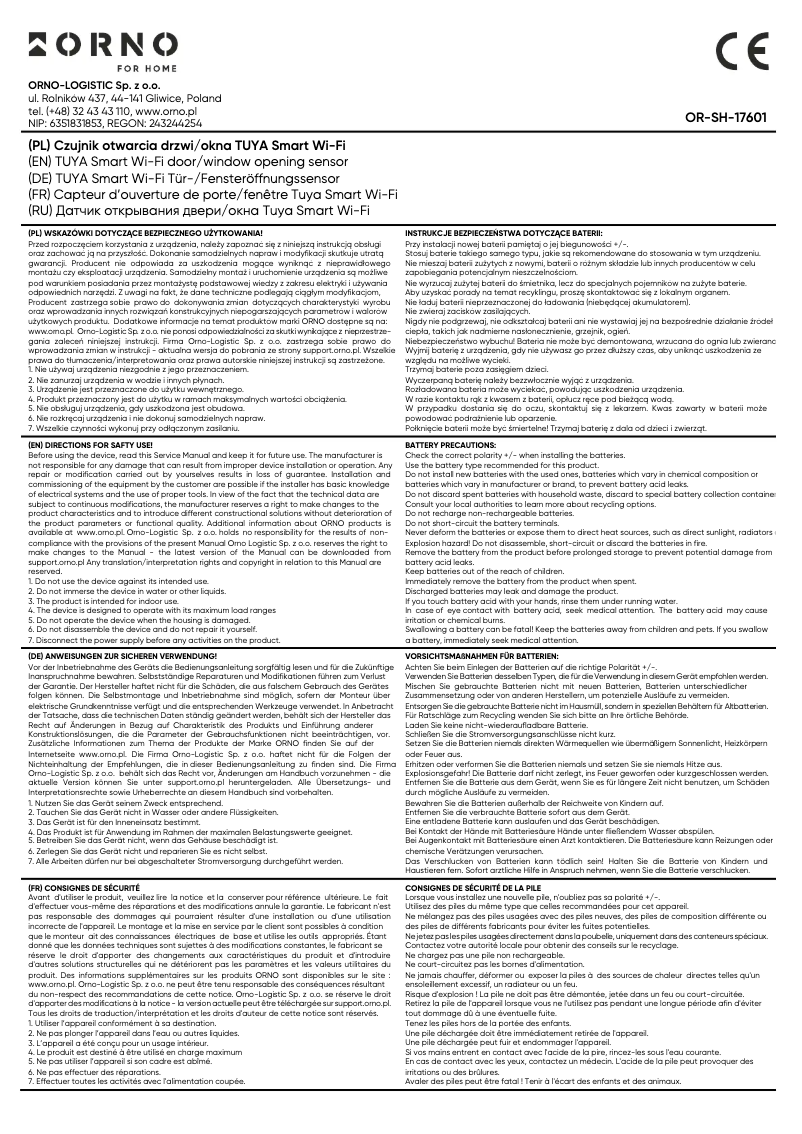 Page 1 de la notice Manuel utilisateur ORNO OR-SH-17601