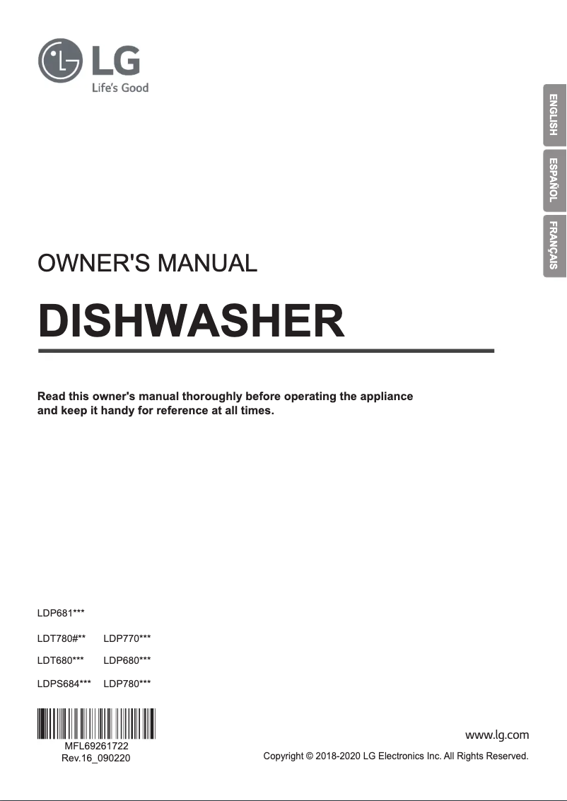 Page 1 of the manual User Manual LG LDP7708ST