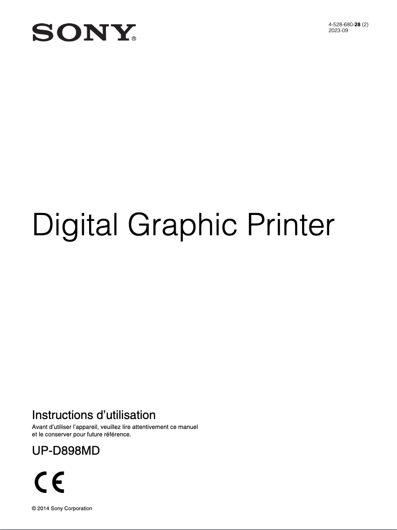 First page image of the manual for UP-D898MD