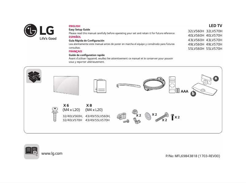 First page image of the manual for 43LV560H