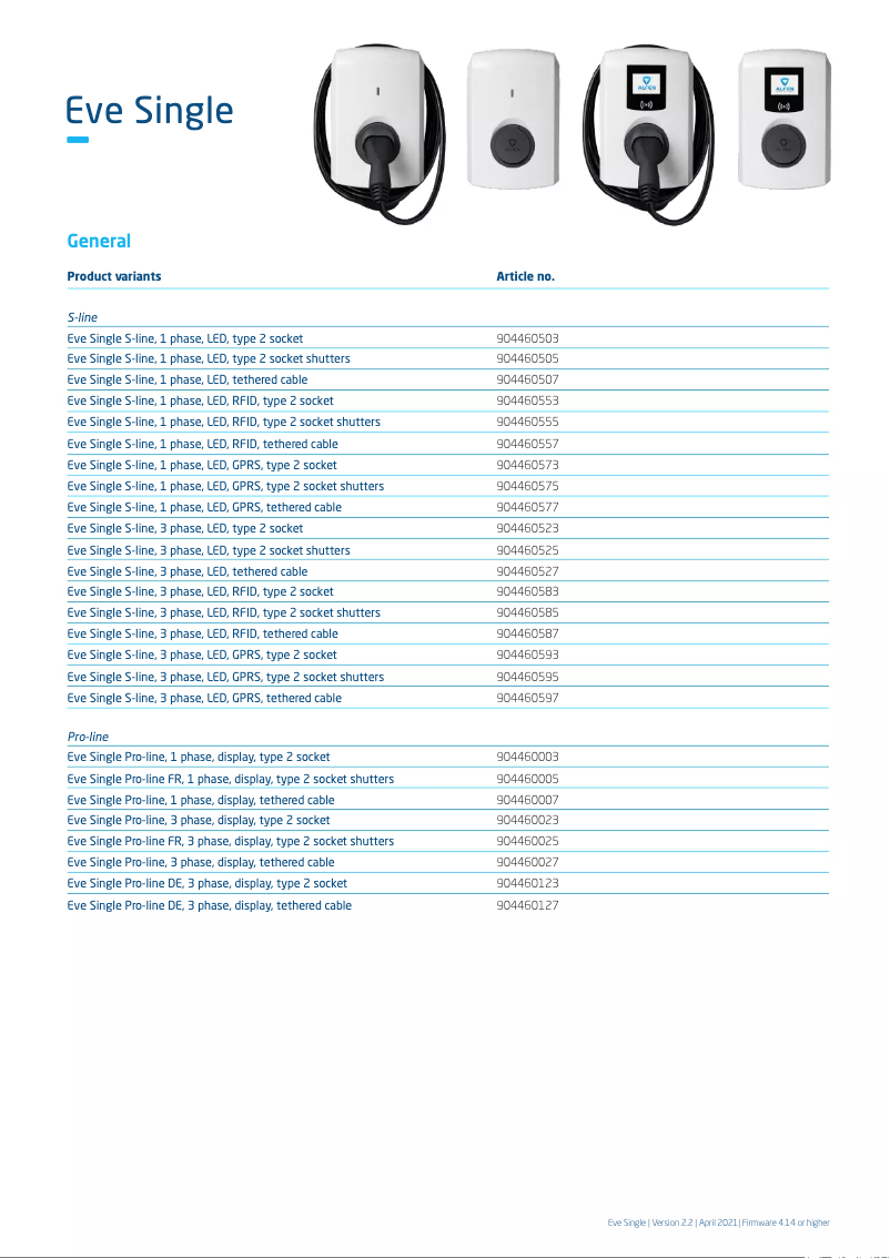 First page image of the manual for Eve Single Pro-line