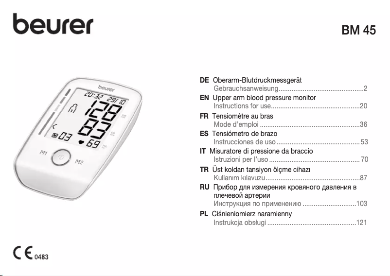 Page 1 of the manual User Manual Beurer BM 45