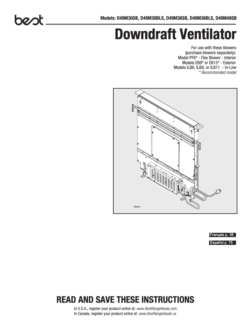 Page 1 of the manual Installation Guide Best D49M36BLS