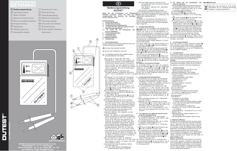 First page image of the manual for DUTEST
