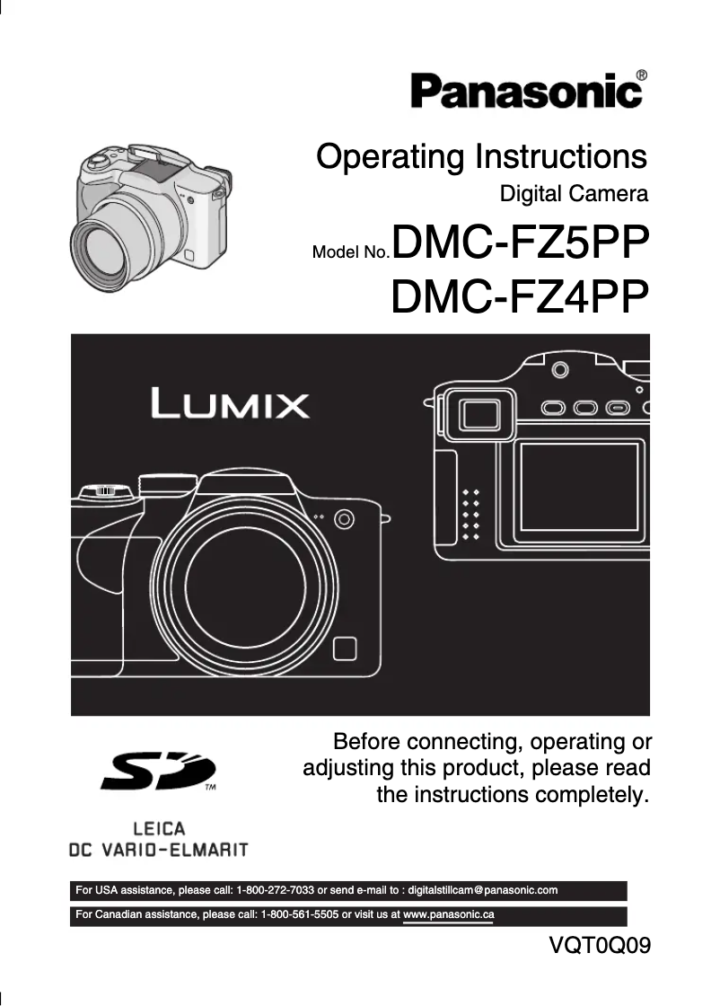 First page image of the manual for Lumix  DMC-FZ5PP
