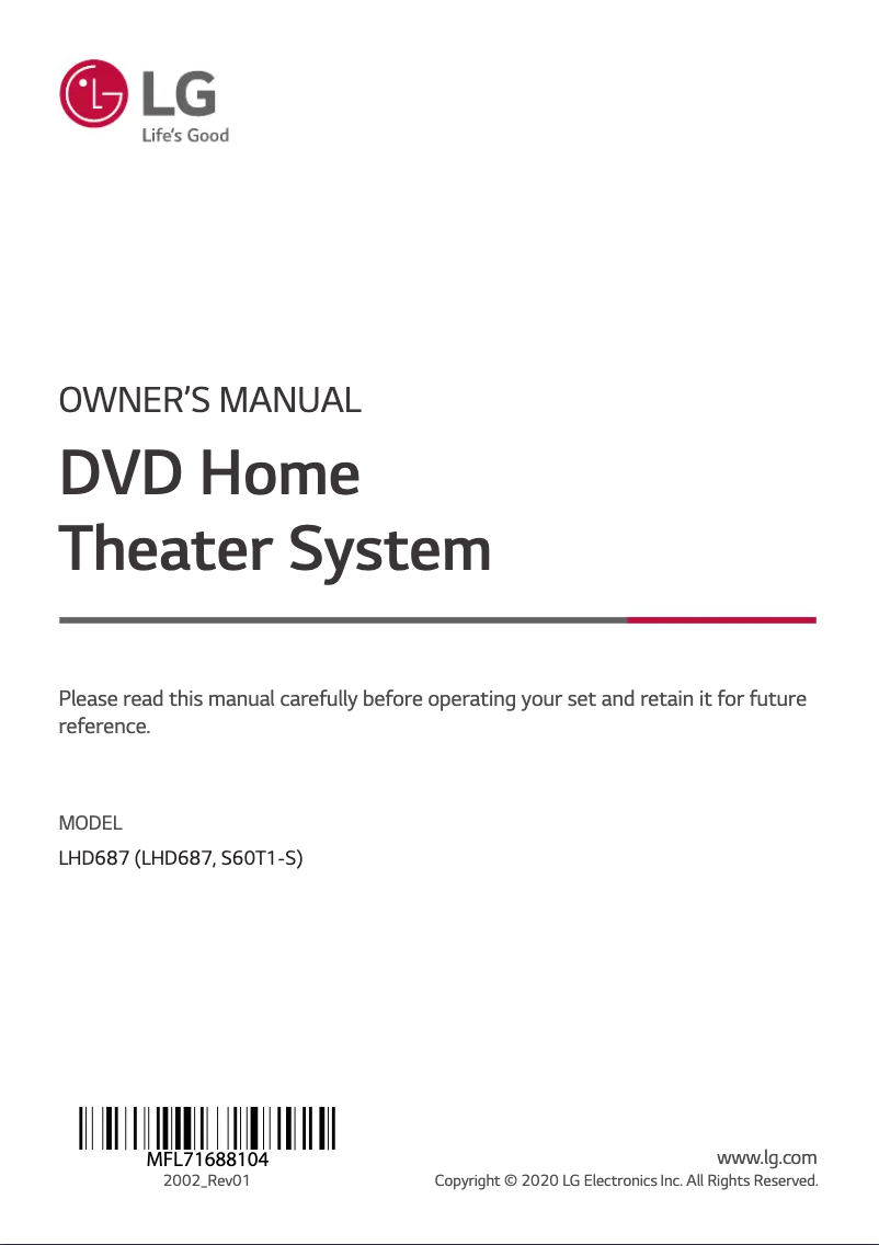 Page 1 of the manual User Manual LG LHD687