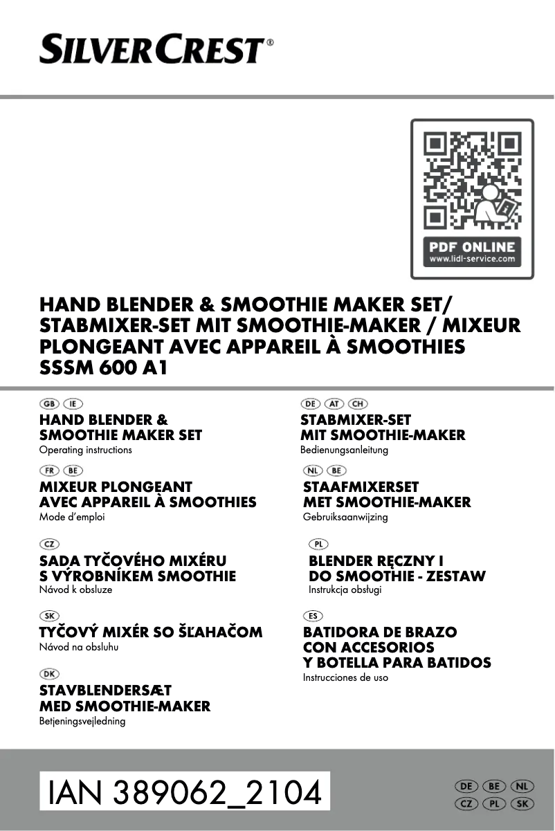 Page 1 of the manual User Manual SilverCrest EDS-SSM 600 E3