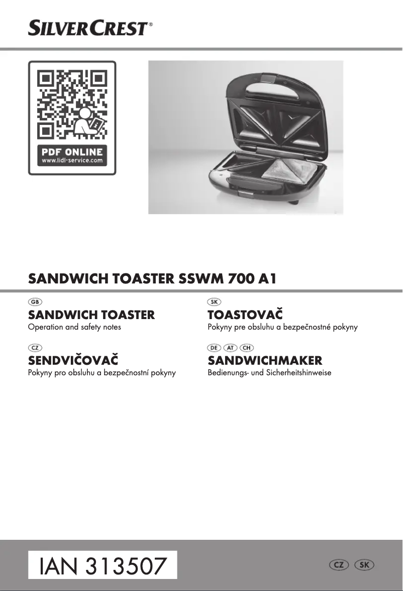 Page 1 of the manual User Manual SilverCrest SSWM 700 A1