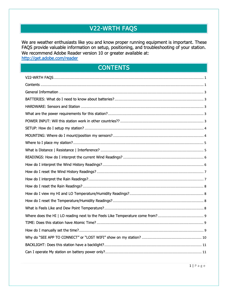 First page image of the manual for V22-WRTHV2